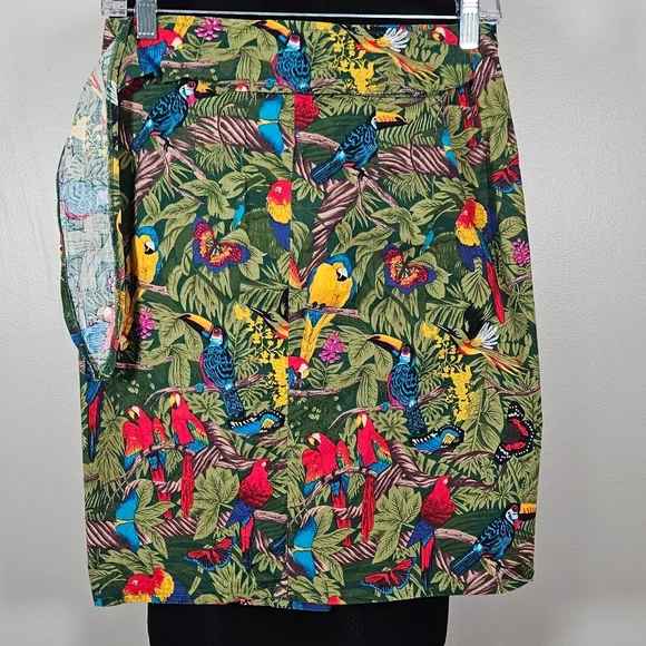 Rare Vintage Tropical Birds Butterflies Print Wrap Skirt Cotton S Wow - Picture 4 of 7